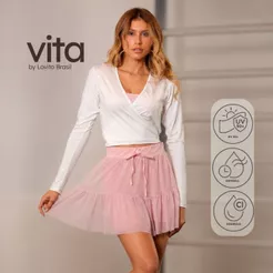 Lovito Vita Blusa Feminina Transpassada Manga Longa SEB20092039