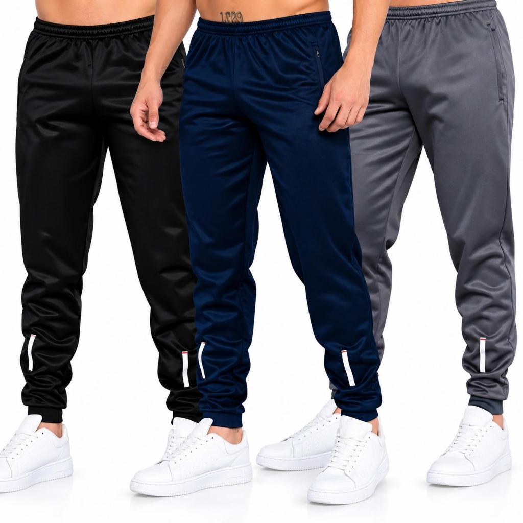 Kit 2 ou 3 Calças Jogger Masculina Dry Fit Esportiva com Bolso Zíper Confortável P ao GG para Academia P ao GG