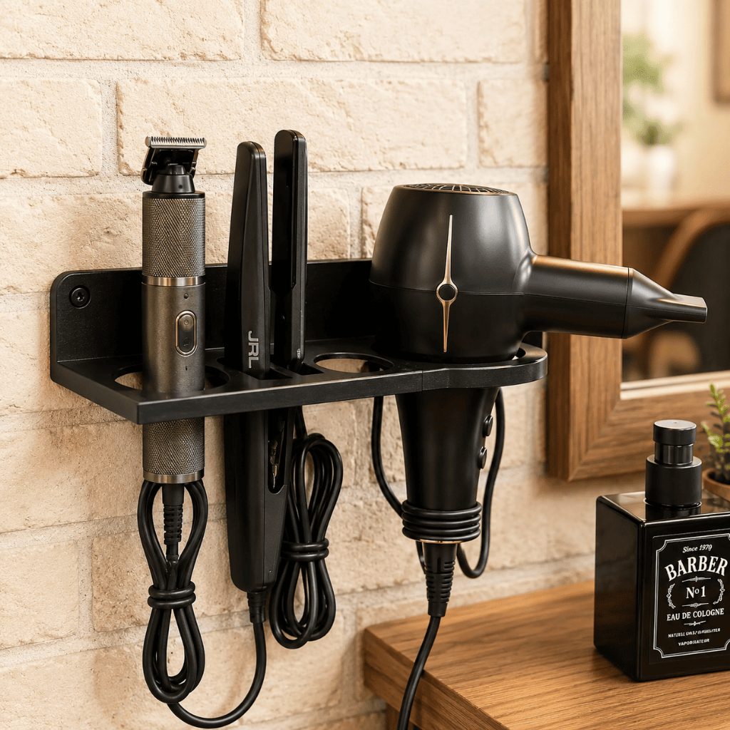 Suporte Organizador 3 em 1 para Secador Chapinha Babyliss de Parede Banheiro Salão Penteadeira