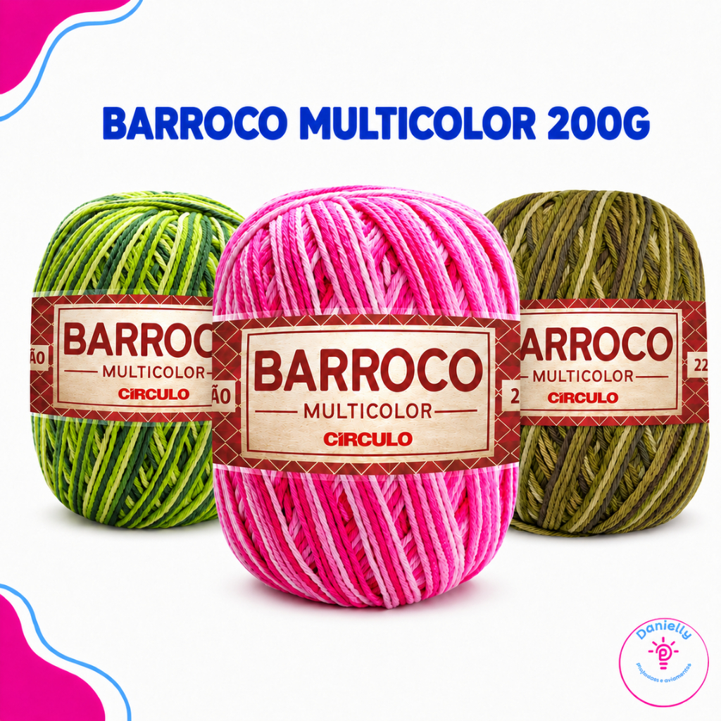 Barbante Barroco Multicolor Círculo 200g 226m Crochê Tricô Tapeçaria