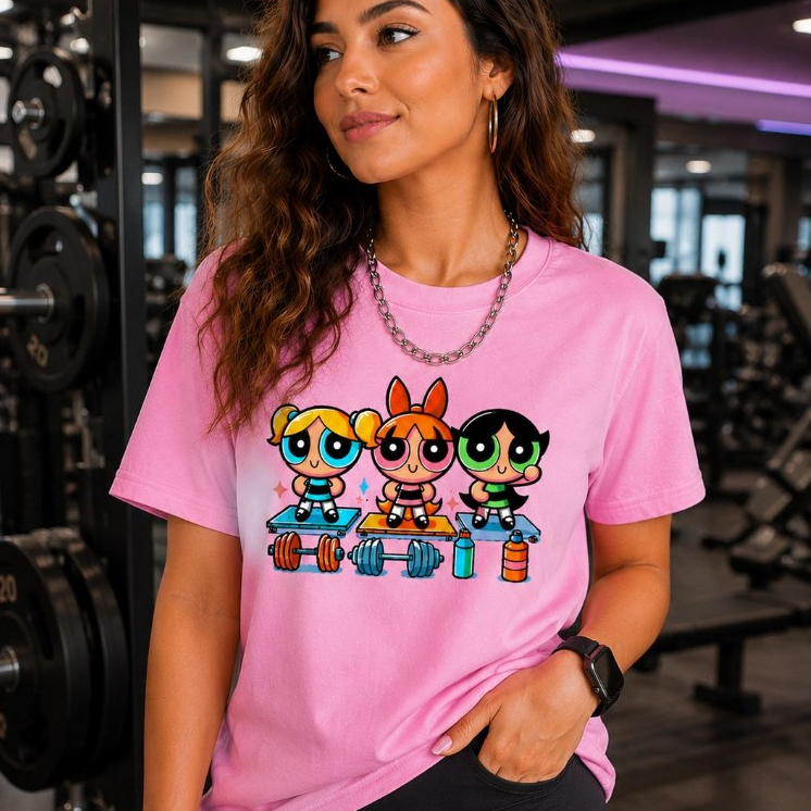 Camiseta Feminina Estampada - Meninas Super Poderosas Treino 100% Algodão