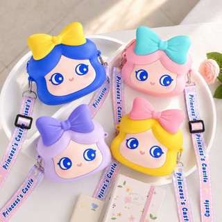 Bolsa Infantil Transversal de Silicone com Alça Ajustável Princesa