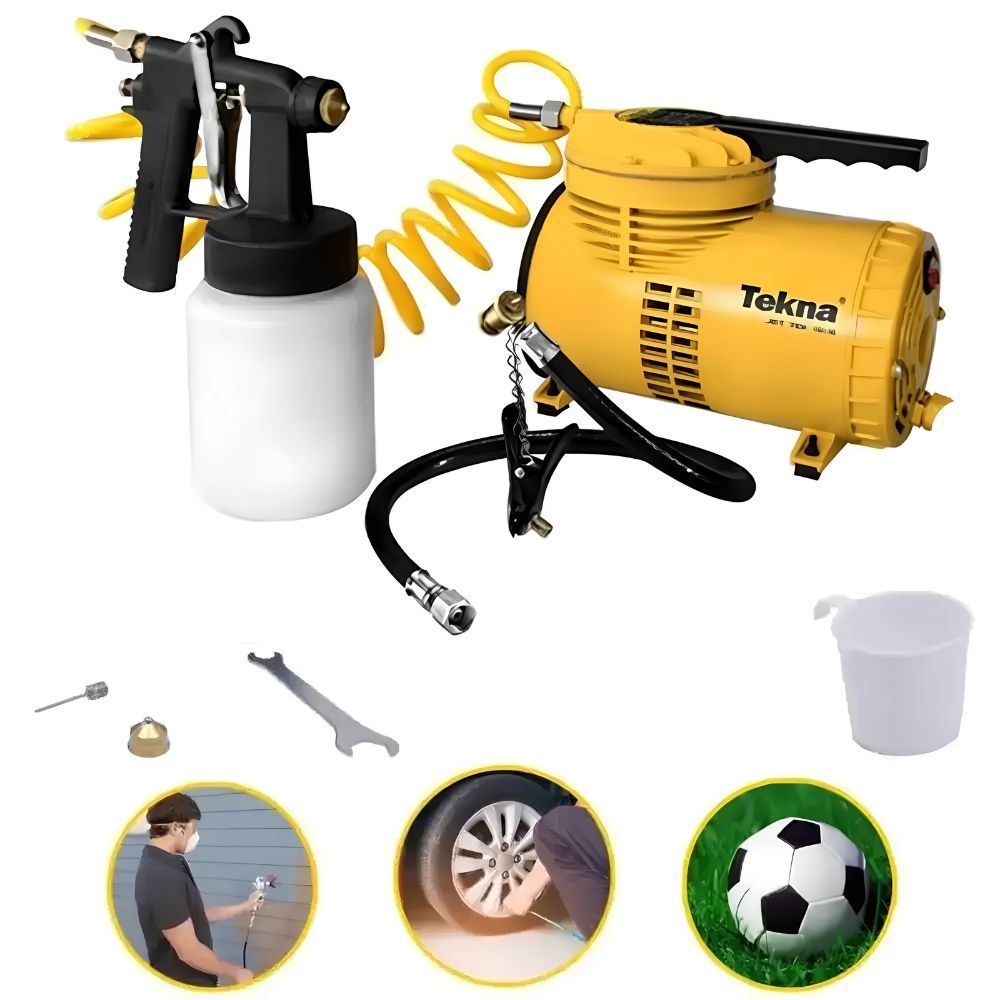 Compressor de Ar Direto com Kit de Acessórios CD12151BK Bivolt 110/220V TEKNA Bivolt