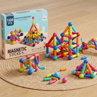Blocos de Montar Magnético Construção Bastãos e Bolas Brinquedo Educativo Infantil