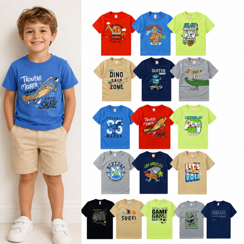 Kit Camiseta Infantil Juvenil Menino do 1 ao 16 Anos | Camiseta para Menino | Camiseta Manga Curta Infantil Juvenil