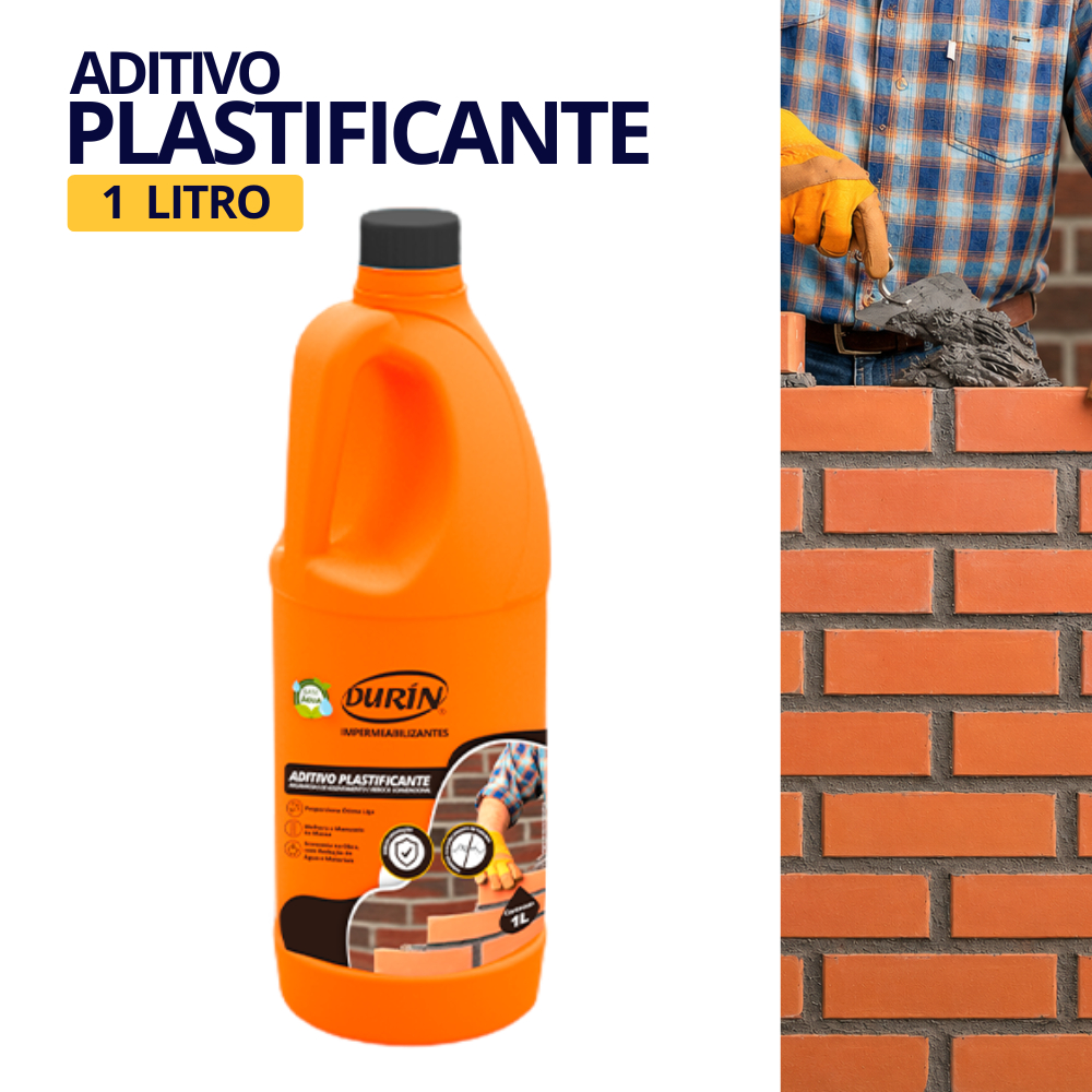 Aditivo Plastificante 1L para Argamassa Reboco Massa Cimento Ótima Liga Durín