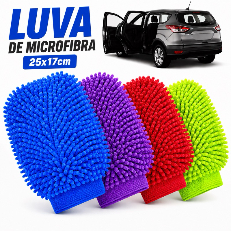 Luva De Microfibra Para Limpeza Automotiva Grande 25x17 Nao Risca A Pintura Do Carro