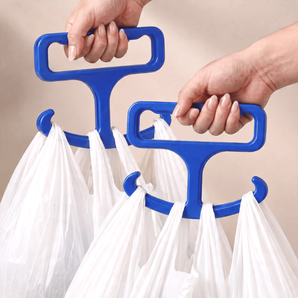 Kit 2 Peças Carregador de Sacola Pegador de Saco Anatômico Prático Confortável Facilitador Carregar Sacola de Compras
