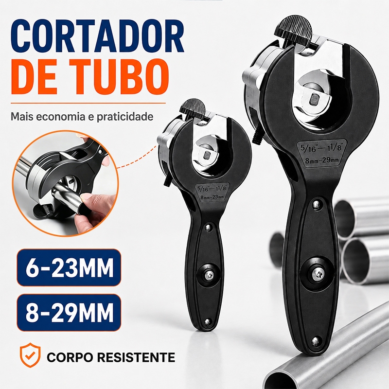 Cortador de Tubos com Catraca 1/4" a 7/8" para Cobre Alumínio Ferro PVC Ferramenta Manual Corte Rápido