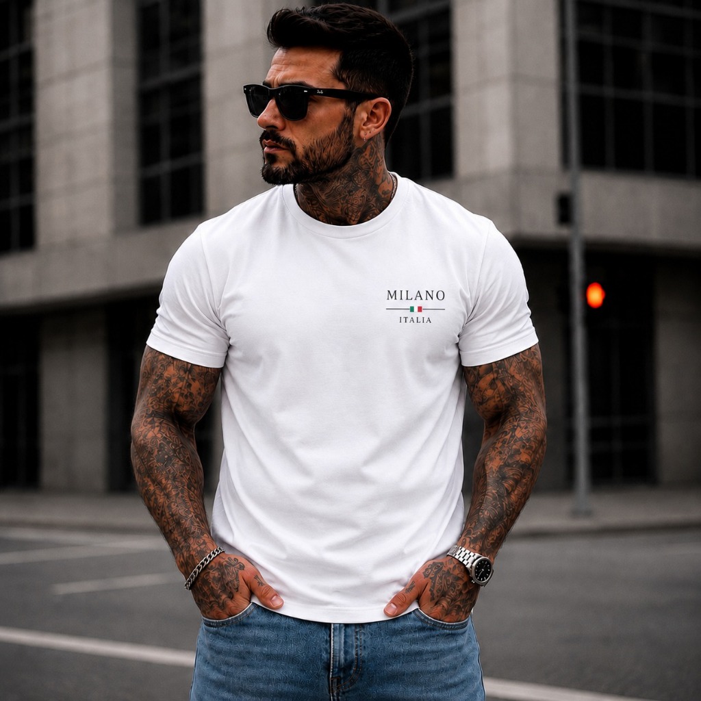 Camiseta Masculina Milano Streetwear Estampada 100% Algodão Premium Básica Manga Curta