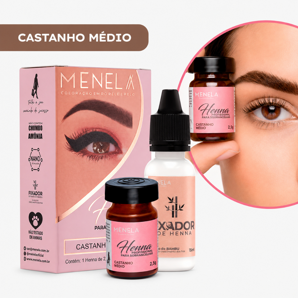 Henna Sobrancelhas Nanotecnologia Menela Castanho Médio