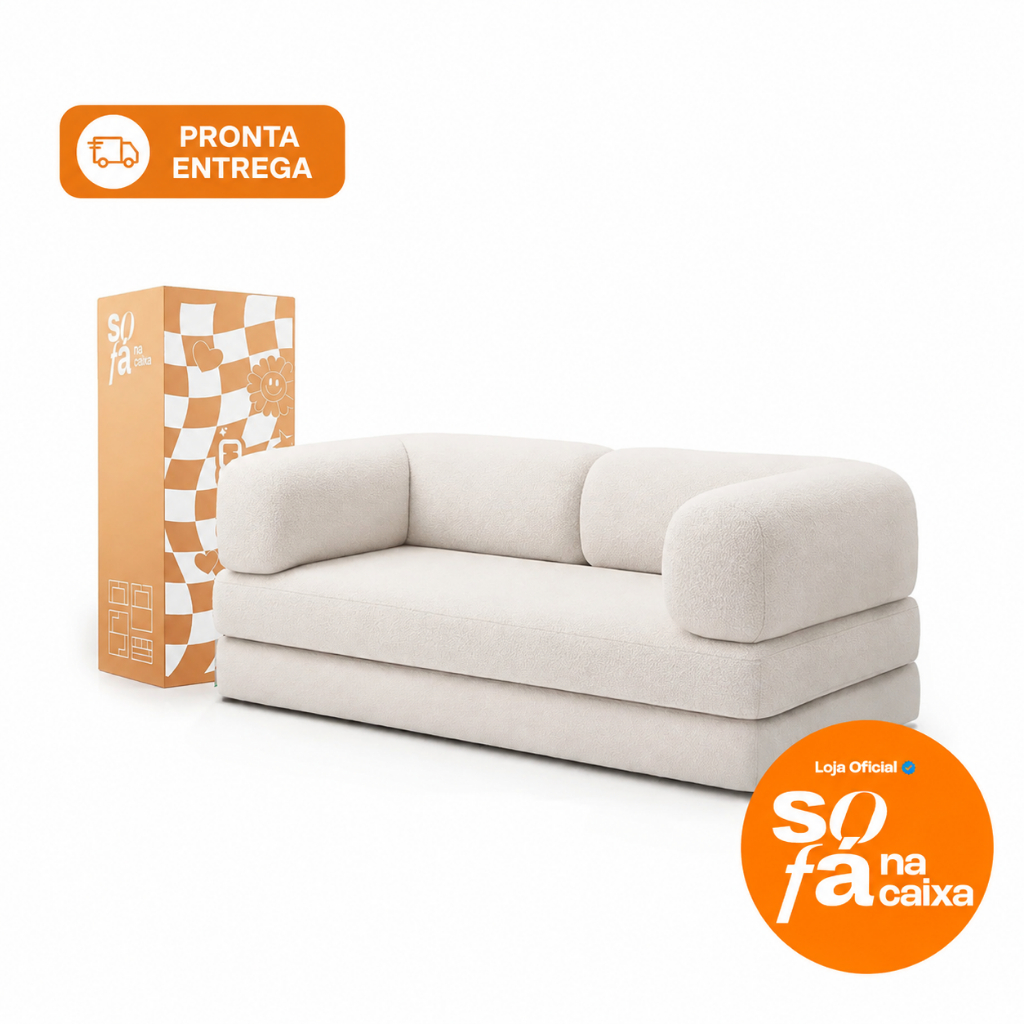 Sofá-Cama na Caixa Bloom Light – Retrátil e modular – Cinza Claro – Sofá na Caixa