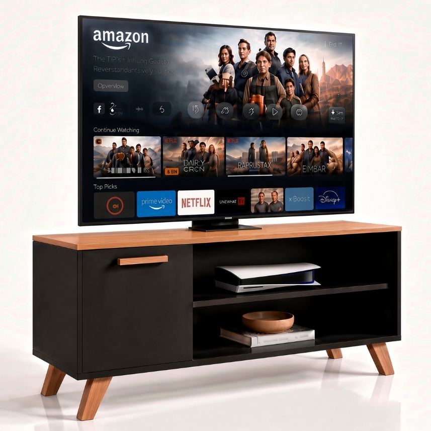 Rack para TV até 50 Polegadas Versa Moderno com Nichos e Prateleiras para Sala