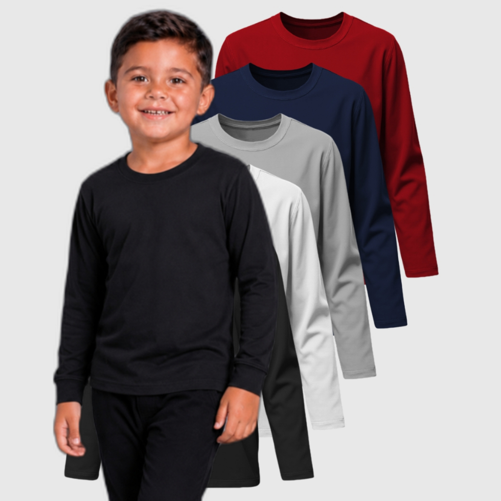 Kit 3 Blusa Manga Longa Infantil Algodão Menino Menina Básicas Lisas Escola Inverno Frio