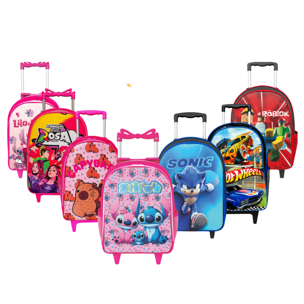 Mochila Bolsa Rodinha Infantil Masculina Feminina Escolar Juvenil Reforçada - Envio Imediato