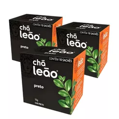 Kit 3un Chá Leão Preto Em Sachê 16g 10 Sachês