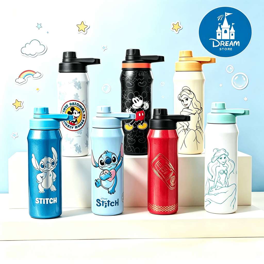 Garrafas Térmicas 550 ML Inox Resistente - Bebidas Quentes ou Frias Original Disney