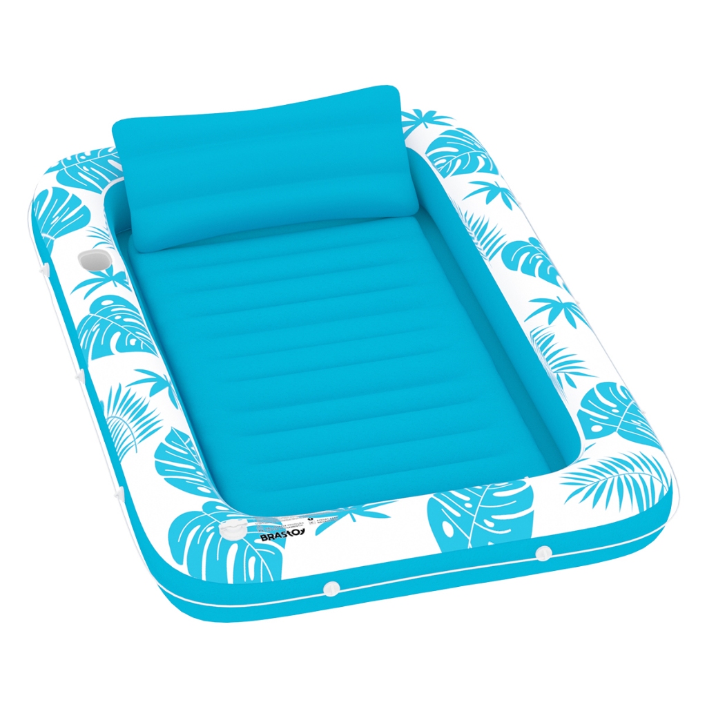 MODUS Colchão Inflável Piscina Pessoal 178cm Boia de Sol com Travesseiro e Porta‑Copos Para Piscina e Jardim