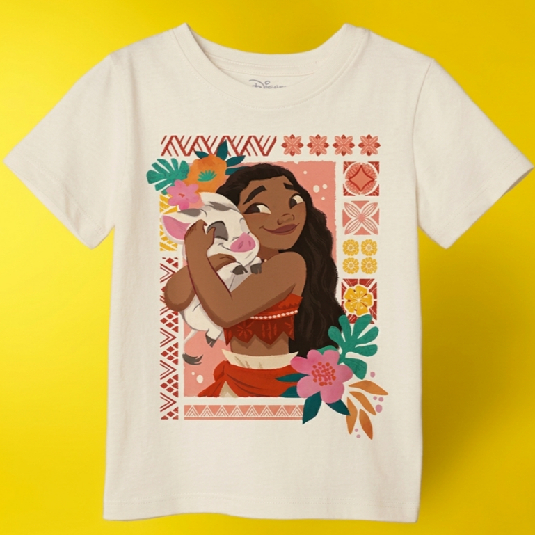 Camiseta Infantil Moana Disney Algodão Estampa Personagem Blusa Menina Menino Moda Verão Blusinha Confortável Macia Top