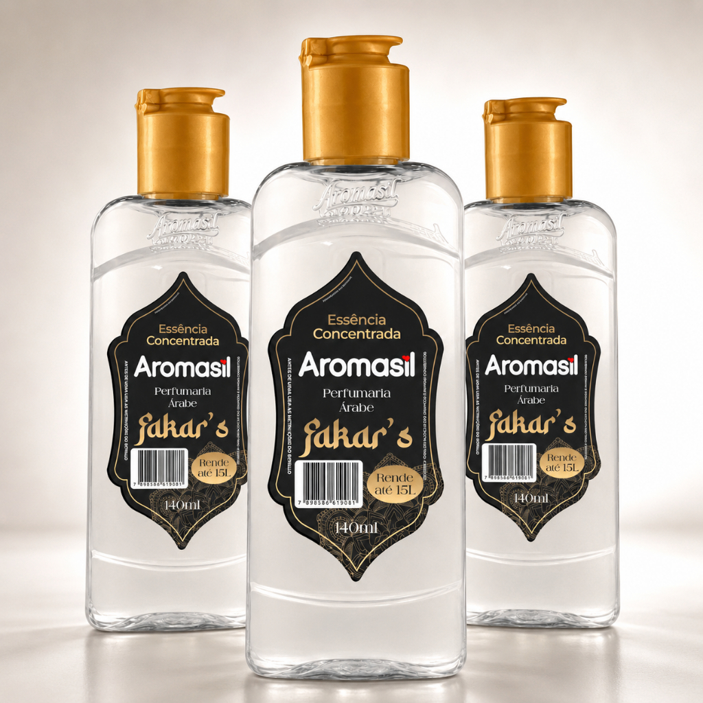 Kit 3 Essências Concentradas Aromasil Fakar's 140ml Perfumaria Árabe para Ambientes