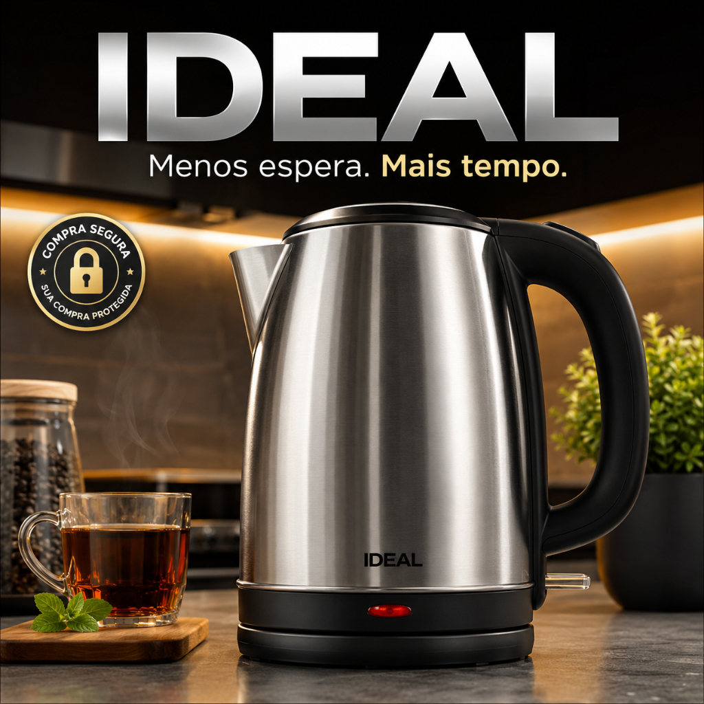 Chaleira Eletrica Inox 1 8 Litros Potente 1000w Aquecimento Rapido Segura 127v