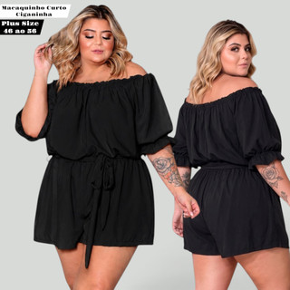 Macaquinho Plus Size Curto Soltinho Feminino Tamanhos Grandes Ciganinha