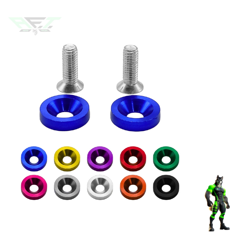 Parafuso Arruela Anodizadas 2 Unidade M6 Tuning Carro Motos