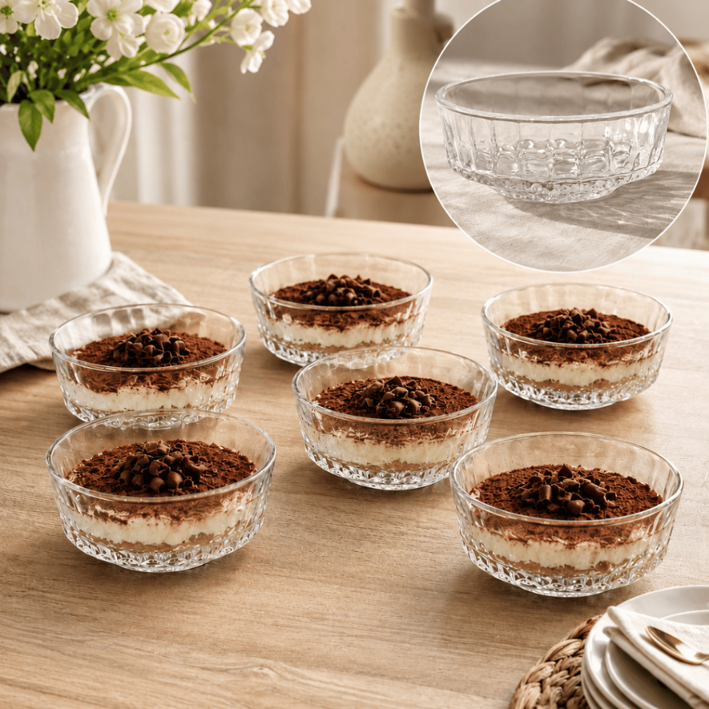 Jogo 6 Taças Sobremesa FORJADO em Vidro Tigela Bowl Sorvete Doces Vidro Decoração Cozinha Louça