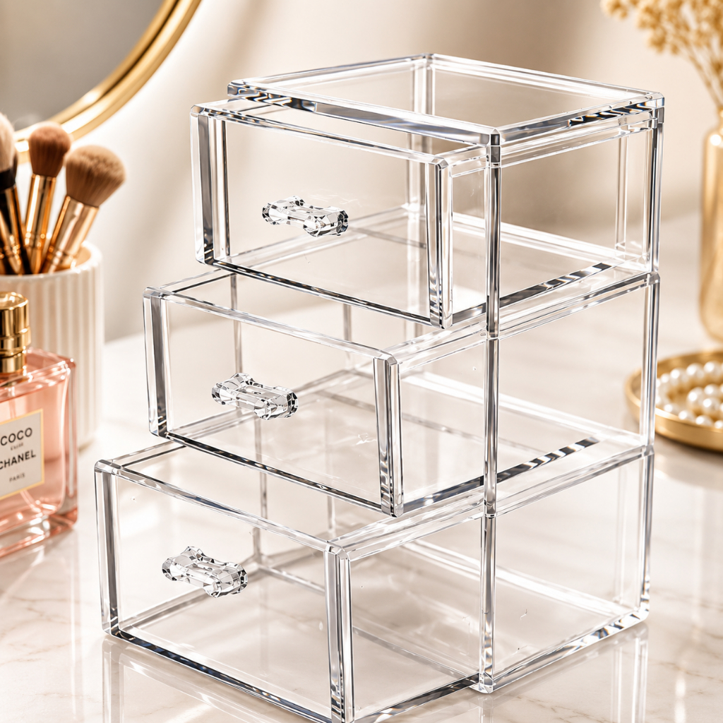 Organizador Transparente Multiuso com 3 Gavetas Porta