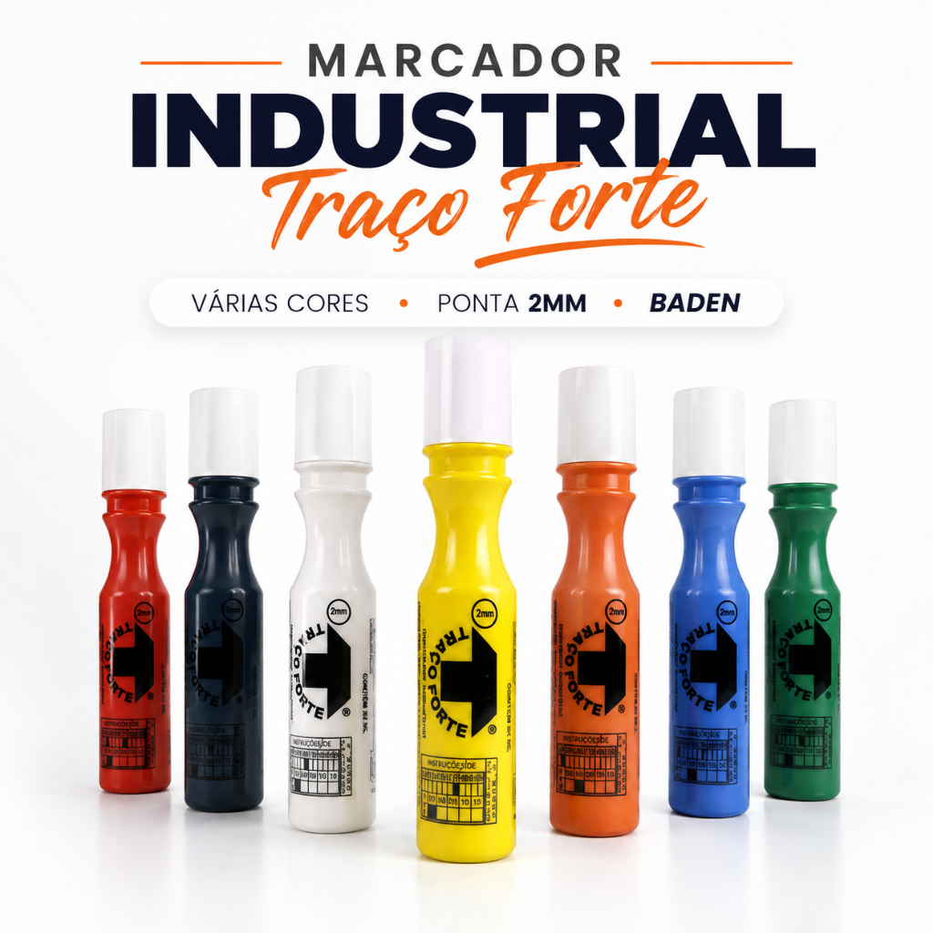 Marcador Industrial Traço Forte Várias Cores 2mm BADEN