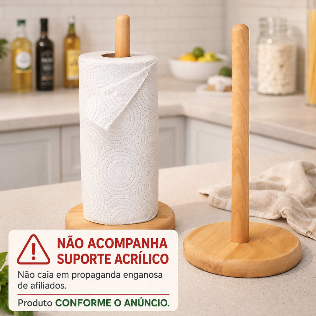 Porta Papel Toalha Para Mesa Bancada Suporte Bambu Rolo Acabamento Suporte Papel Toalha