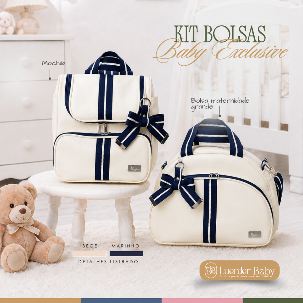 Bolsa Maternidade Kit de Luxo Mala 2 Peças Completo Enxoval Luender Baby Exclusive!