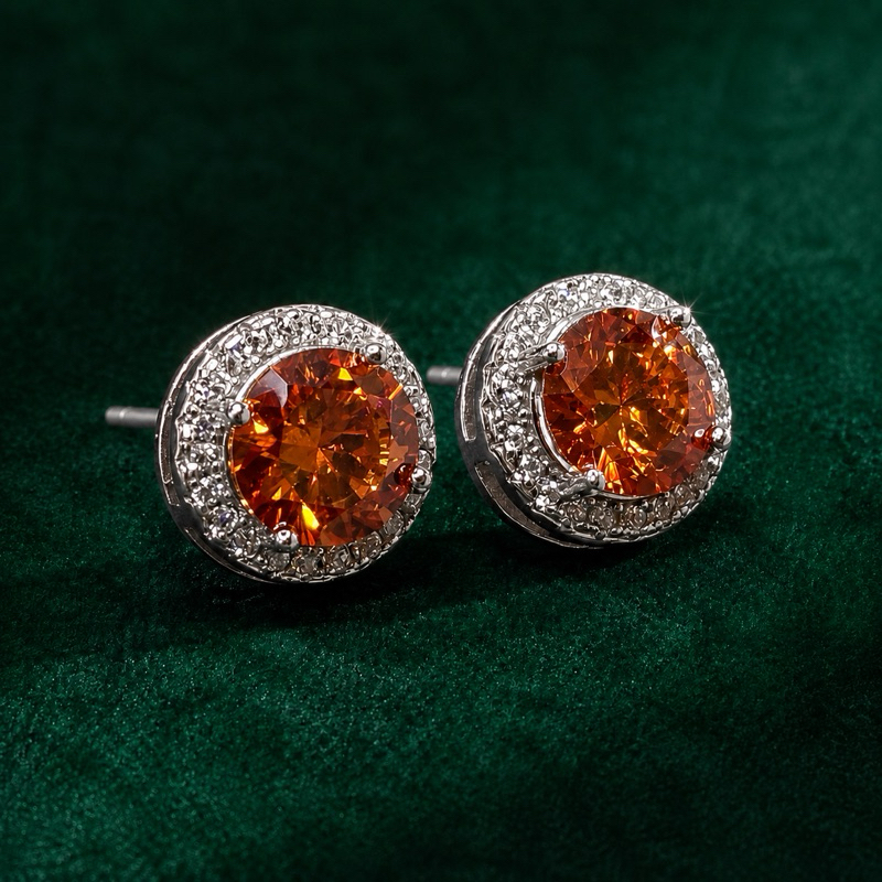 Brinco Feminino Moissanite Aperol 6mm Prata 925 Elegante e D