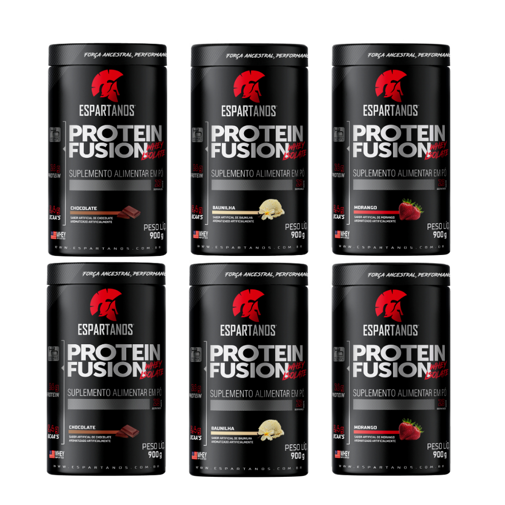 6x Protein Fusion Whey Isolate 900g - Kit Atacado Cx Fechada