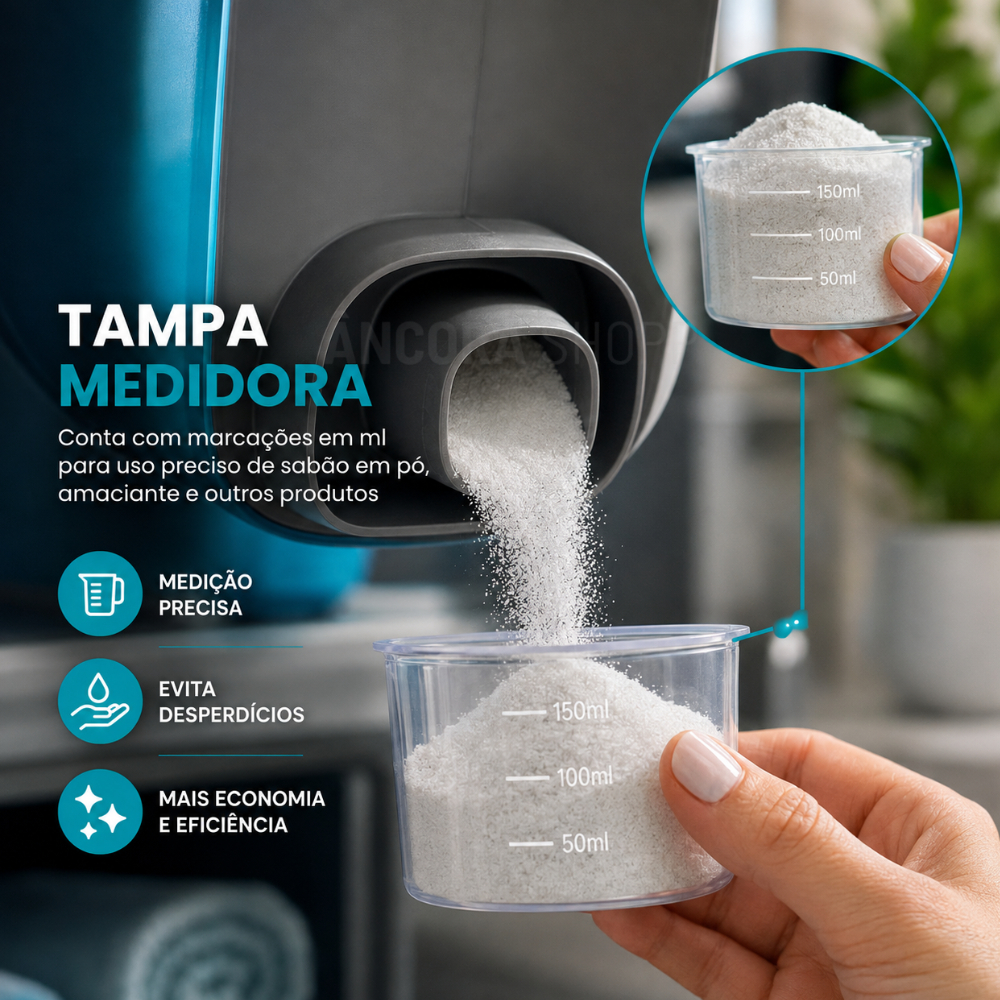 Kit 4un Dispenser Flow 1,5 Litros Porta Sabão Líquido em Pó Amaciante Alvejante Organizador Armário de Lavanderia · foto 2