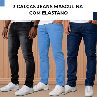 Calça Masculina Jeans Slim Moda Casual Masculina Tam 36 a 48