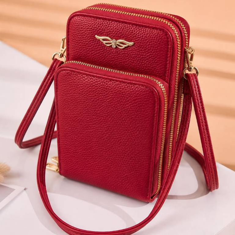Bolsa Transversal Feminina com 3 Divisórias Carteira Porta Cartão e Celular Bolsinha