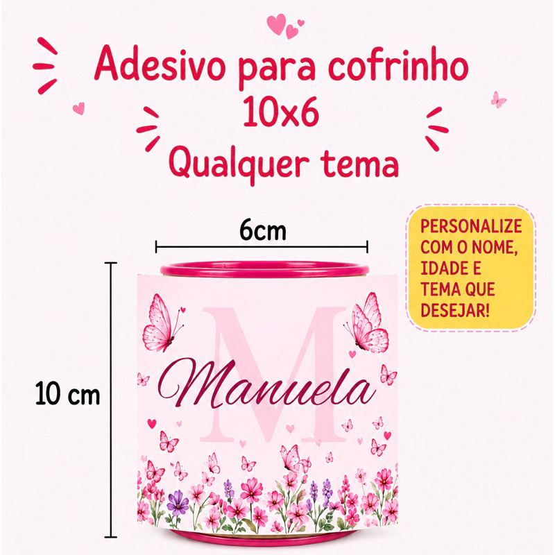 rótulo adesivos personalizados para Cofrinhos 10x6 rei leão| Nome, Idade e Tema | Lembrancinha