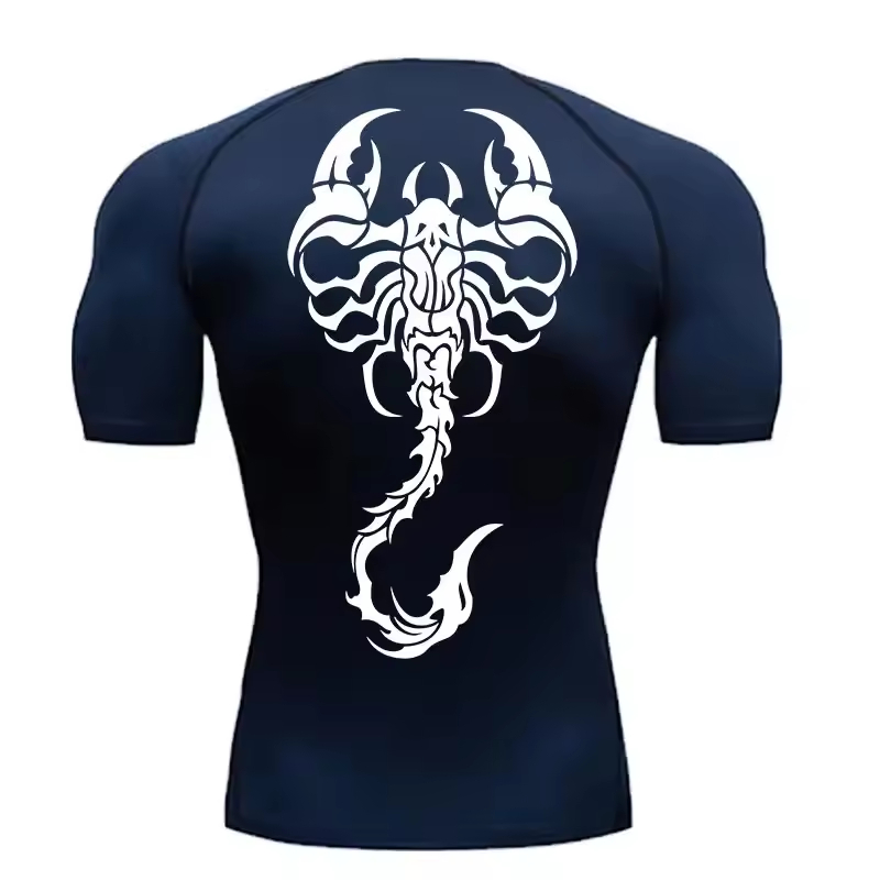 Camiseta De Compressão apertada treino gotica simbolo escropião Manga Curta Academia Treino Esportiva Masculino