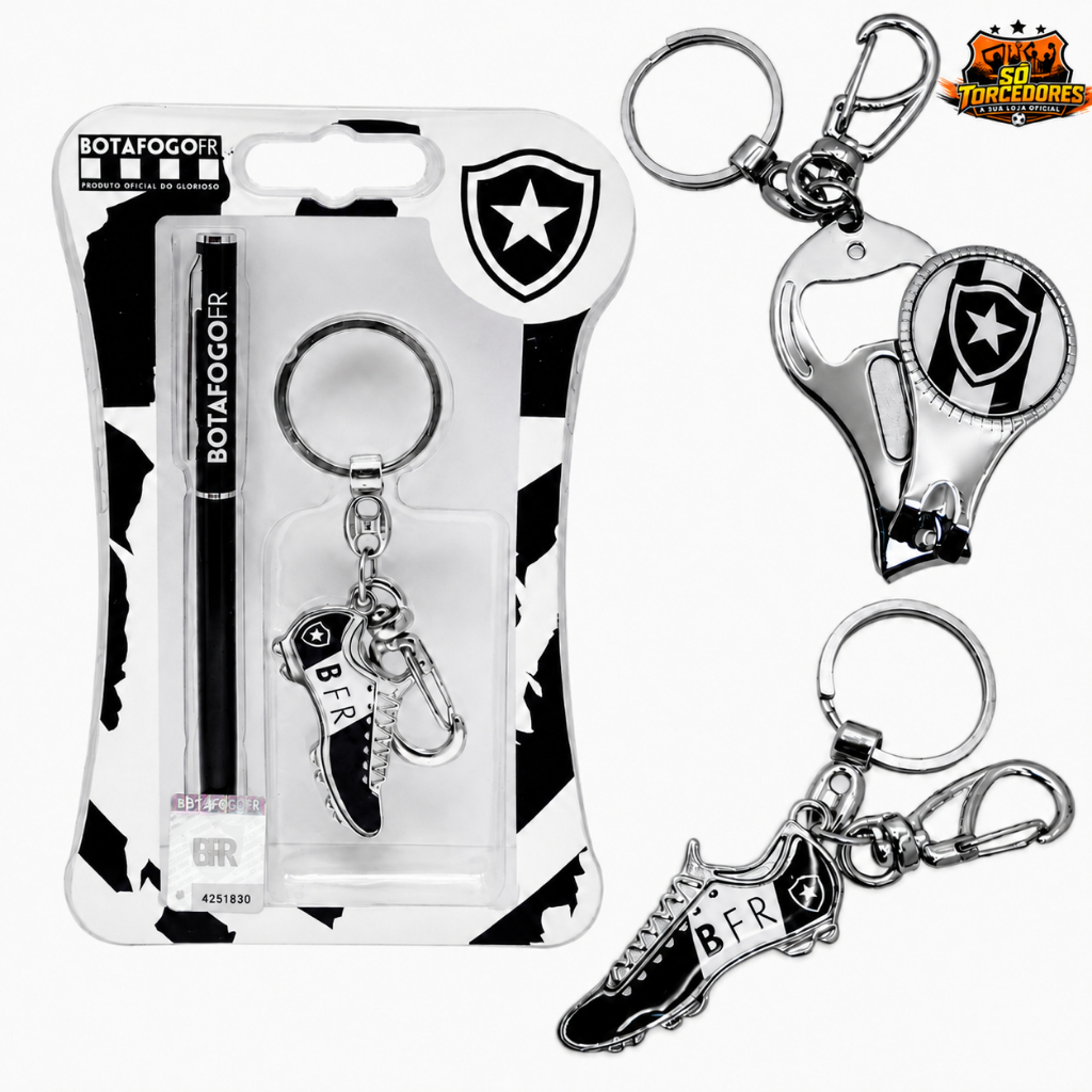 KIT OFICIAL BOTAFOGO CANETA E CHAVEIRO