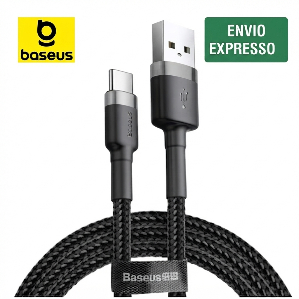 Cabo USB Para Tipo C Baseus 3.A QC3.0 Nylon Carregamento Rápido REFORCADO