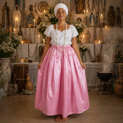 Saia de Cetim Rosa Erê Cosme Damião Umbanda/Candomblé Santo Saia cetim Lilás
