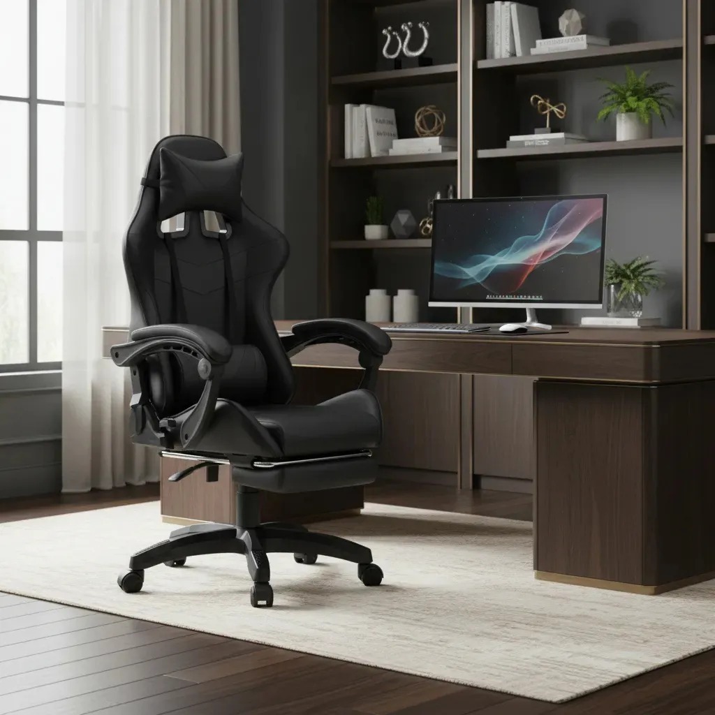 Imagem Cadeira Gamer Ergonômica Nitro Escritório Couro Sintético Reclinável Altura Ajustável Apoio Pés