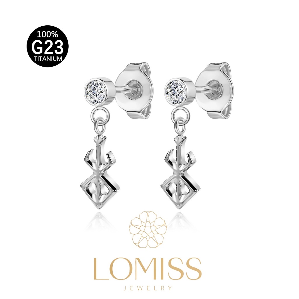 LOMISS Brinco Titânio G23 PVD Redondo Zircônia Com Pingente de Seta Lóbulo Helix Piercing de Orelha Hipoalergênico — imagem 2 de 2
