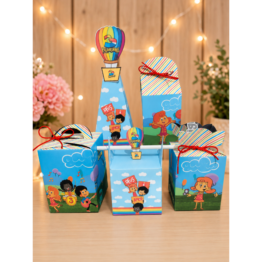 Kit Festa 3 Palavrinhas PEGUE E MONTE - caixinhas personalizadas - Lembrancinha para Aniversário Infantil