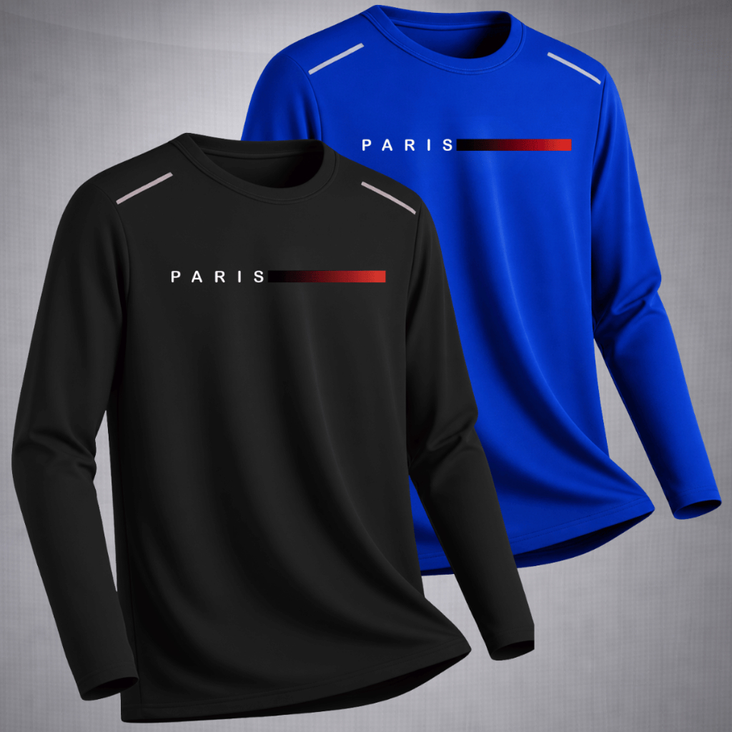 KIT 2 Camiseta Dri Fit Manga Longa Blusa Masculina Dry Fit Cross Fit Academia Estampa Minimalista