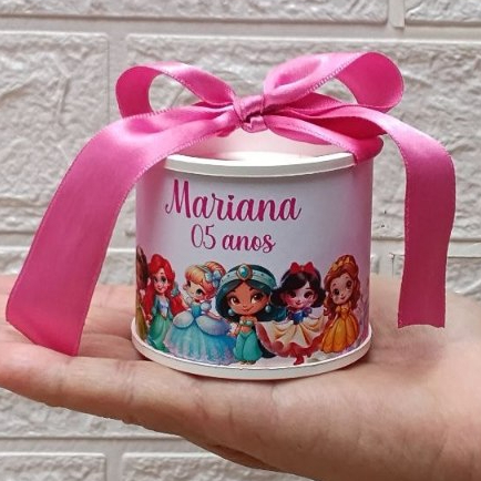 Kit Tubolata Personalizada Princesas Lembrancinhas / chá de bebê/ revelação/ batizado/ maternidade/ aniversário 5x6