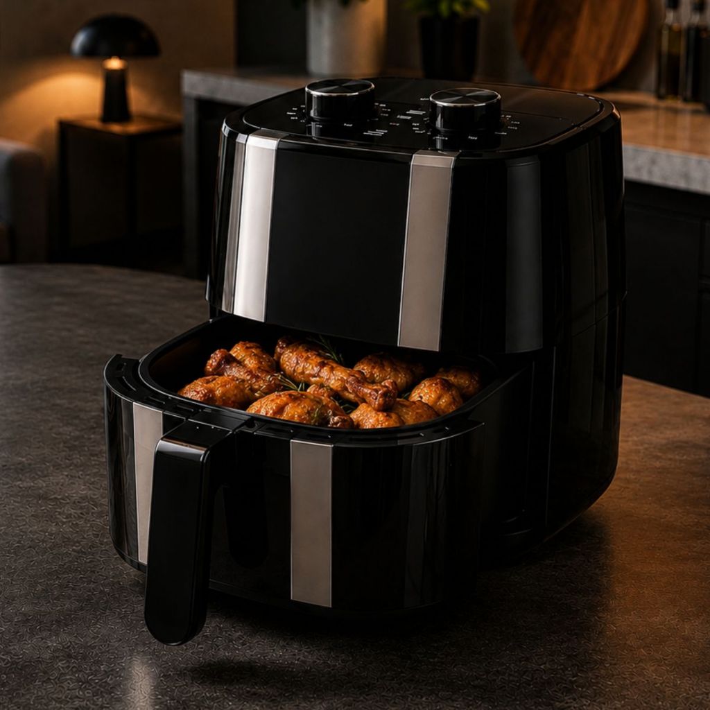 Air Fryer 3,4L 1400W Preta Fritadeira Elétrica Timer 60 Min Sem Óleo Temperatura Até 200°C 110V 220V
