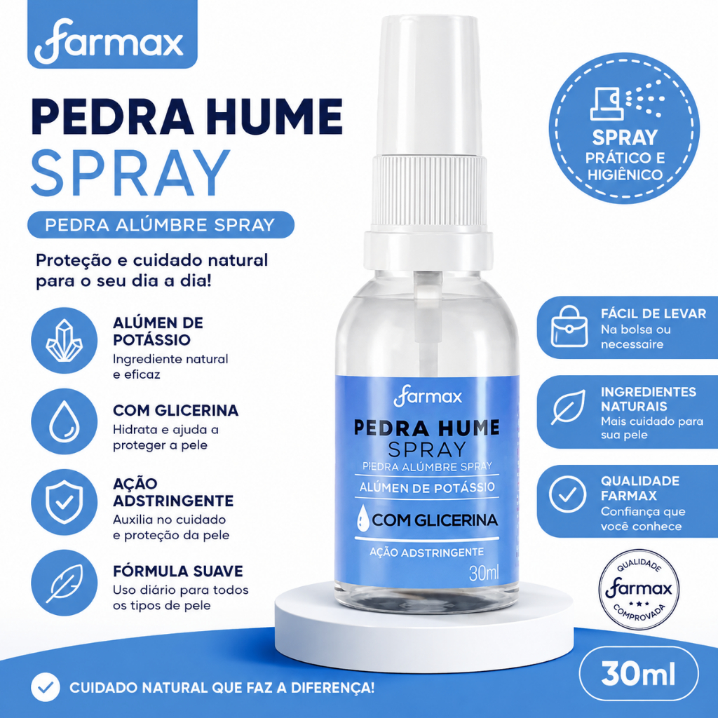 Pedra Hume Spray Glicerina Farmax 30ml