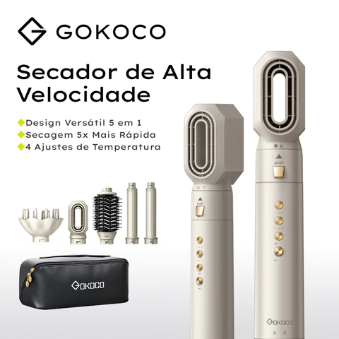 GOKOCO Escova Secadora 5 Em 1 Conjunto De Secador De Cabelo Multifuncional De Alta Velocidade Dupla voltagem 110V-240V